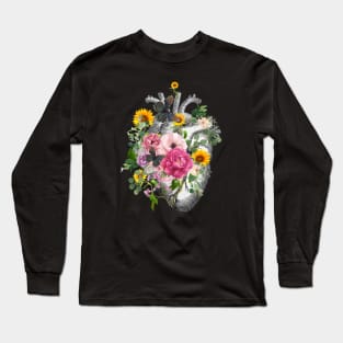 Bloom flowers and roses Heart Human Anatomy Long Sleeve T-Shirt